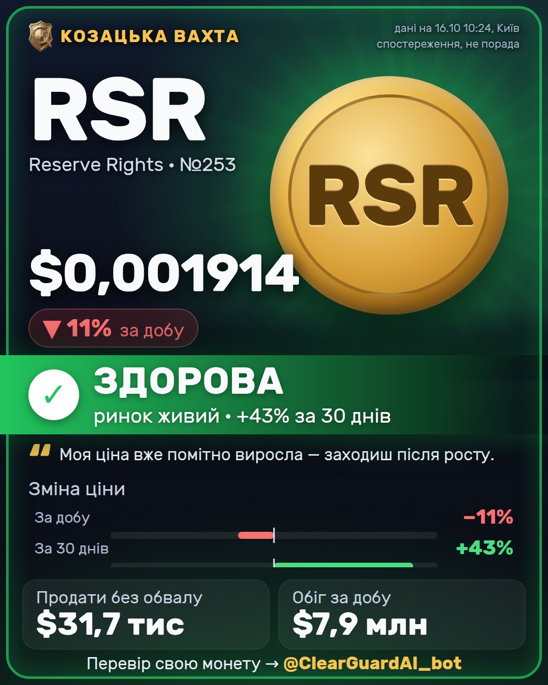 RSR · Reserve Rights — РОЗІГНАНА