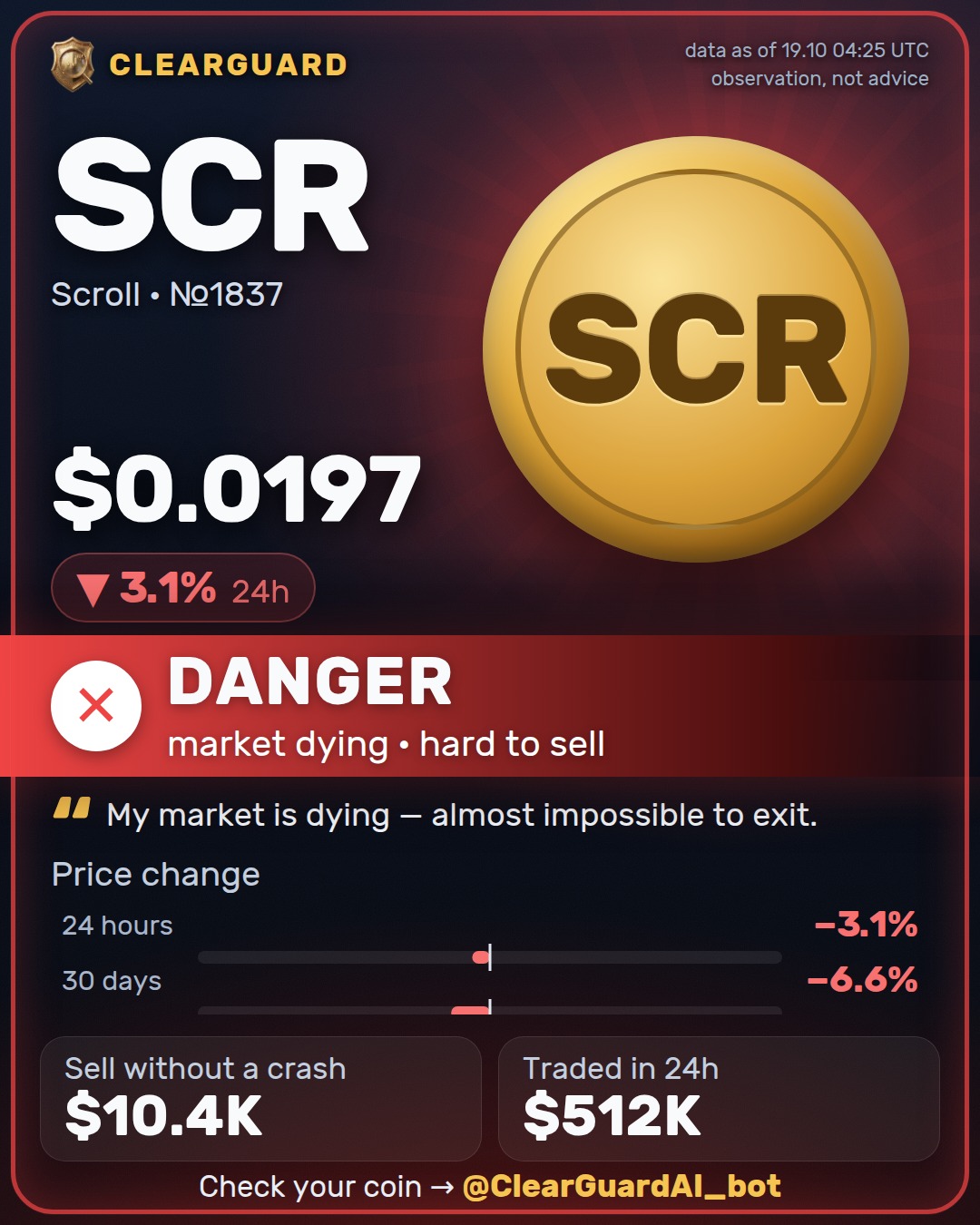 SCR · Scroll — BE CAREFUL