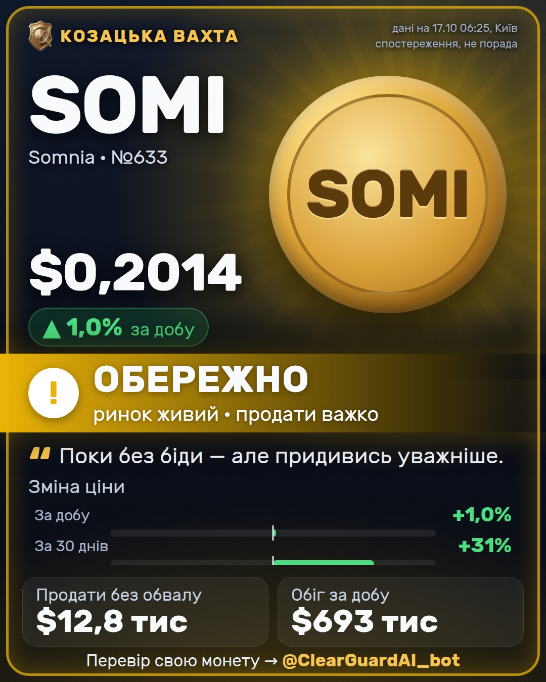 SOMI · Somnia — ВИСОКИЙ РИЗИК