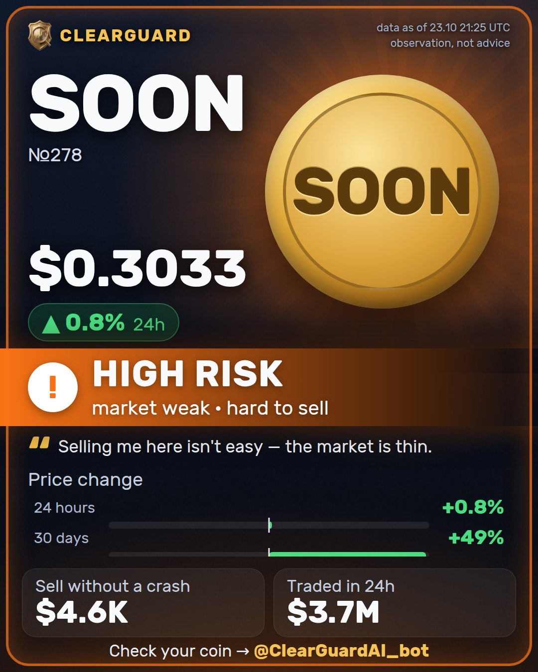 SOON — BE CAREFUL