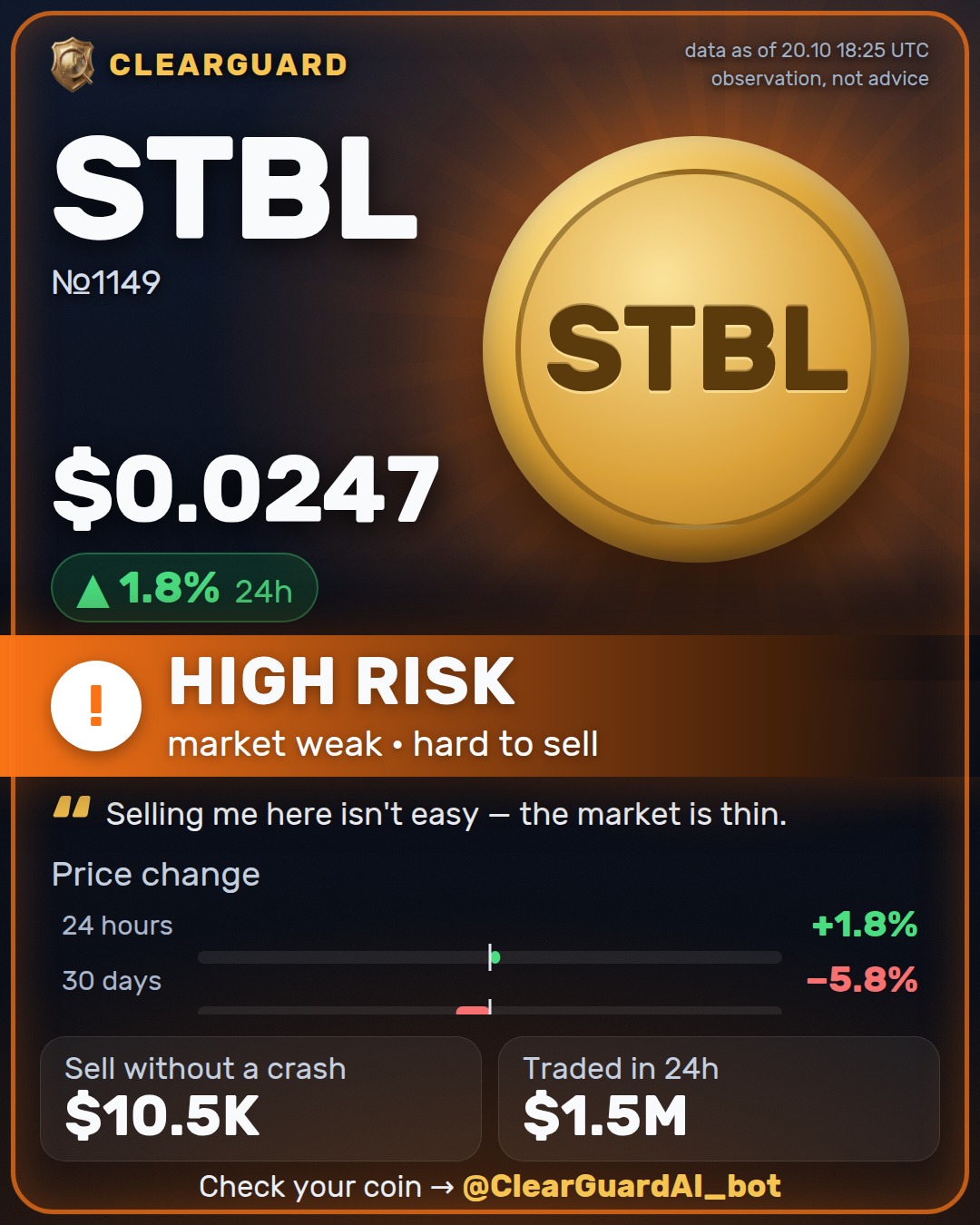 STBL — HIGH RISK
