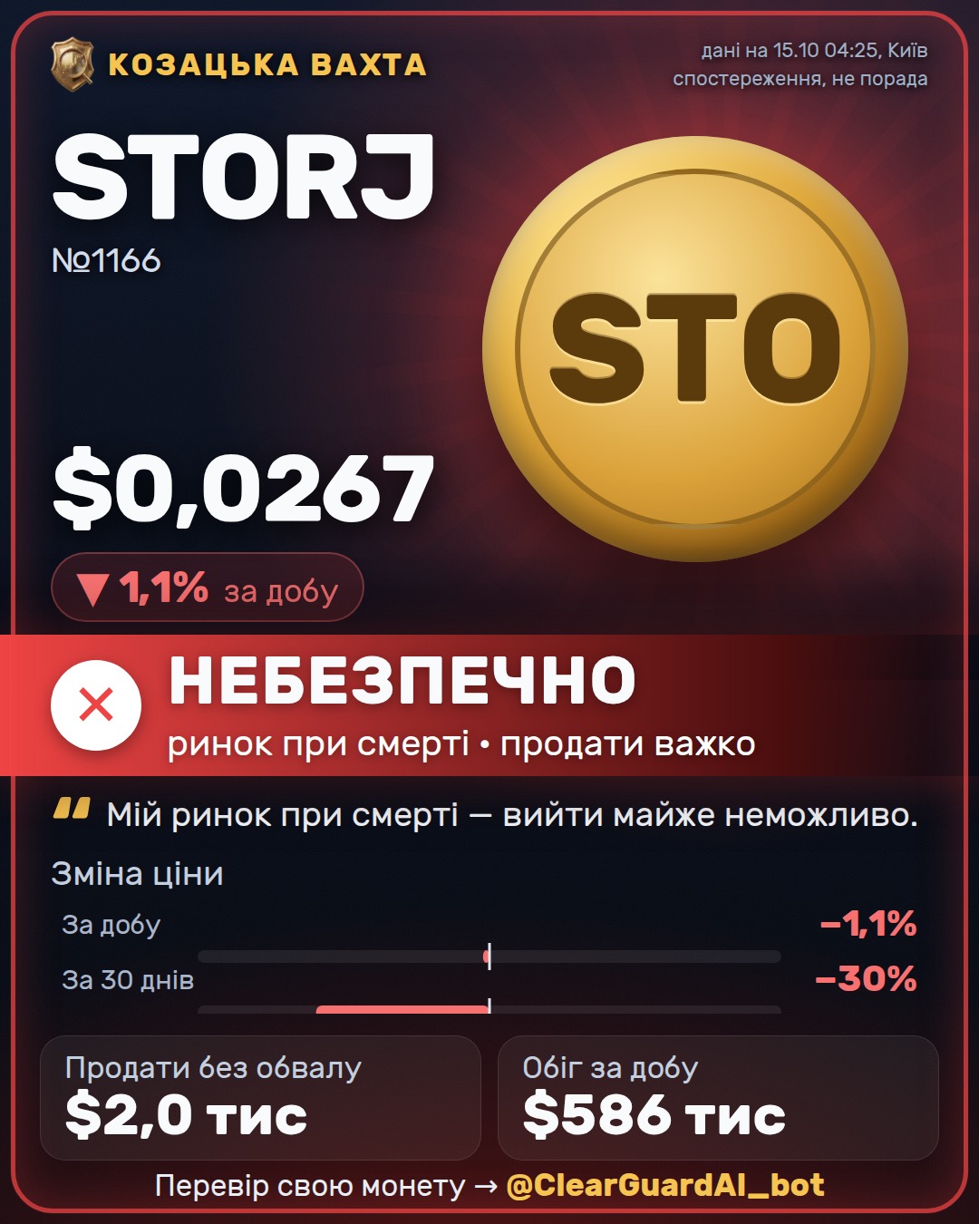STORJ — НЕБЕЗПЕЧНО