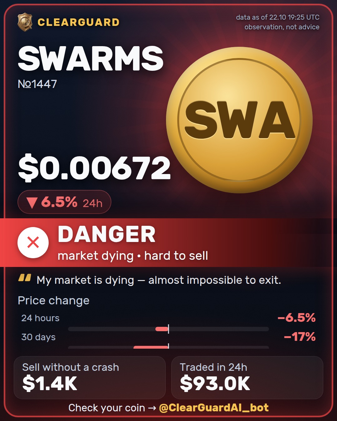 SWARMS — DANGER