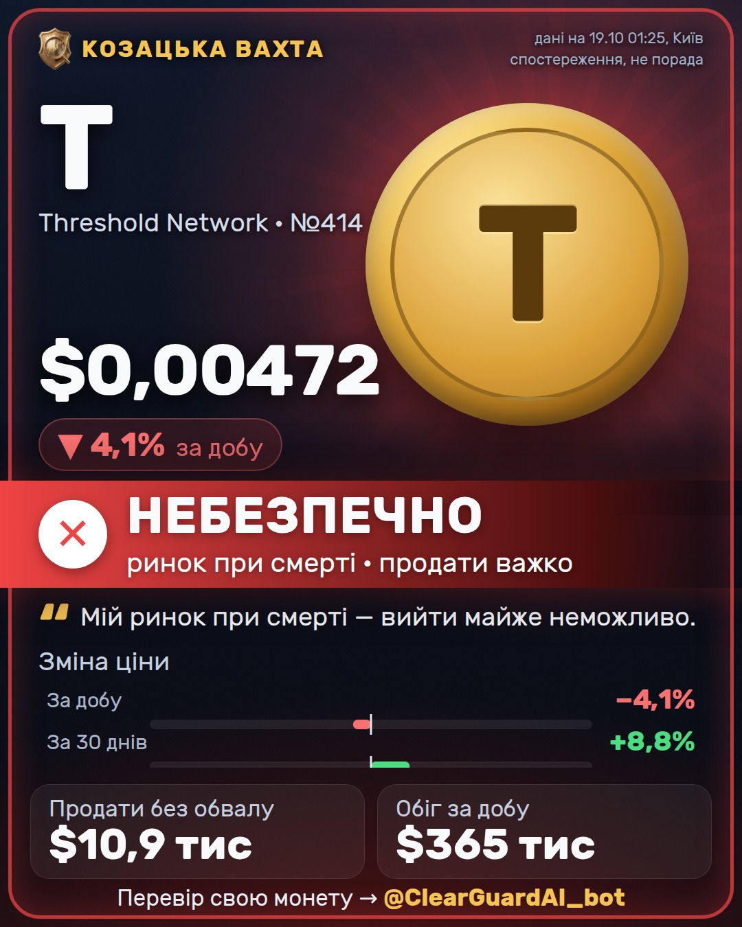 T · Threshold Network — ВИСОКИЙ РИЗИК