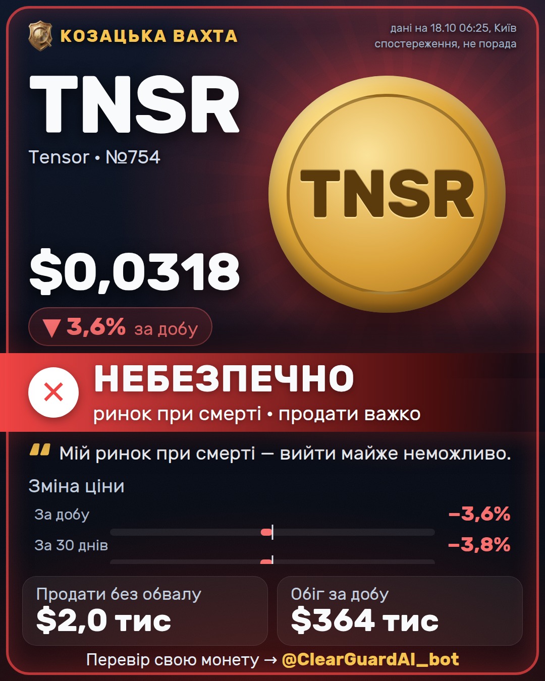 TNSR · Tensor — НЕБЕЗПЕЧНО