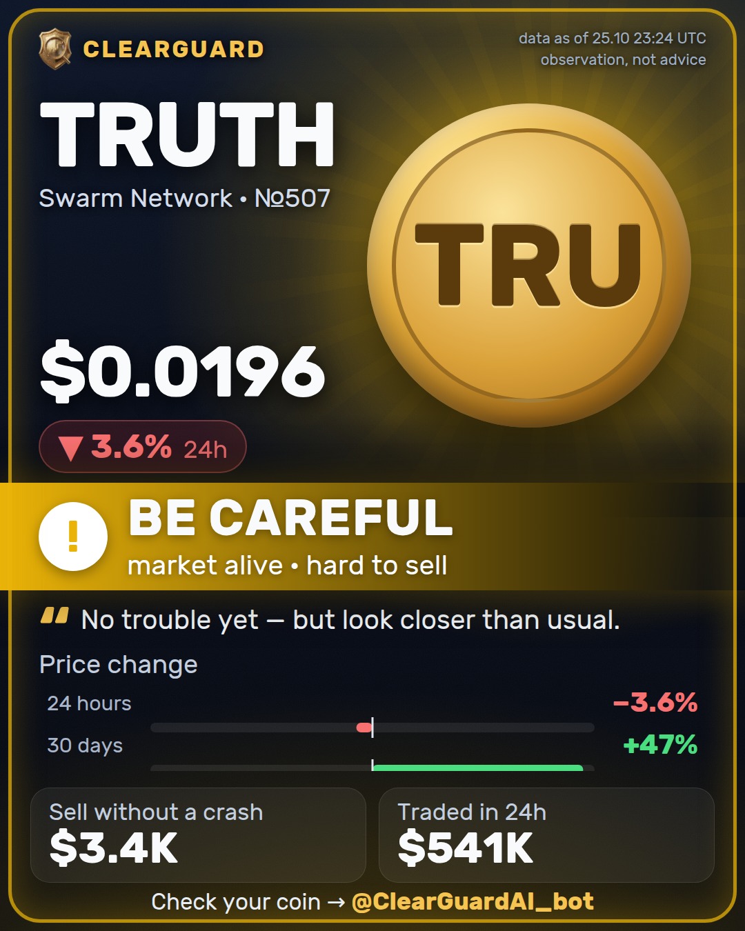 TRUTH · Swarm Network — BE CAREFUL
