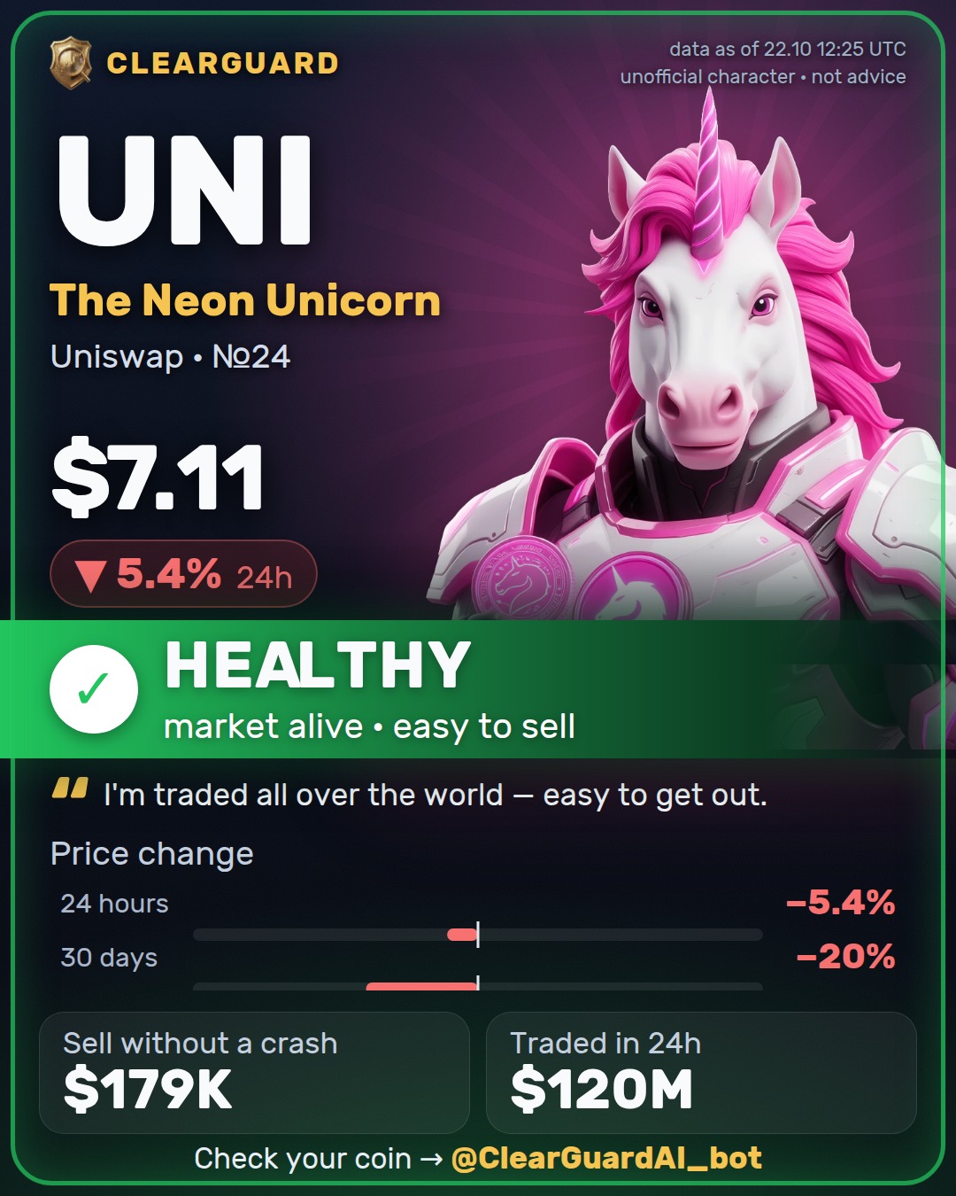 UNI · The Neon Unicorn — HEALTHY