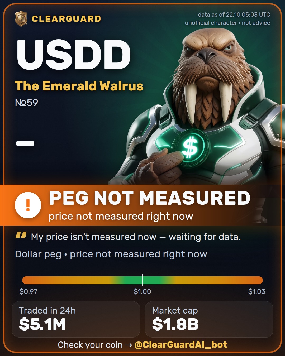 USDD · The Emerald Walrus — HOLDS THE DOLLAR