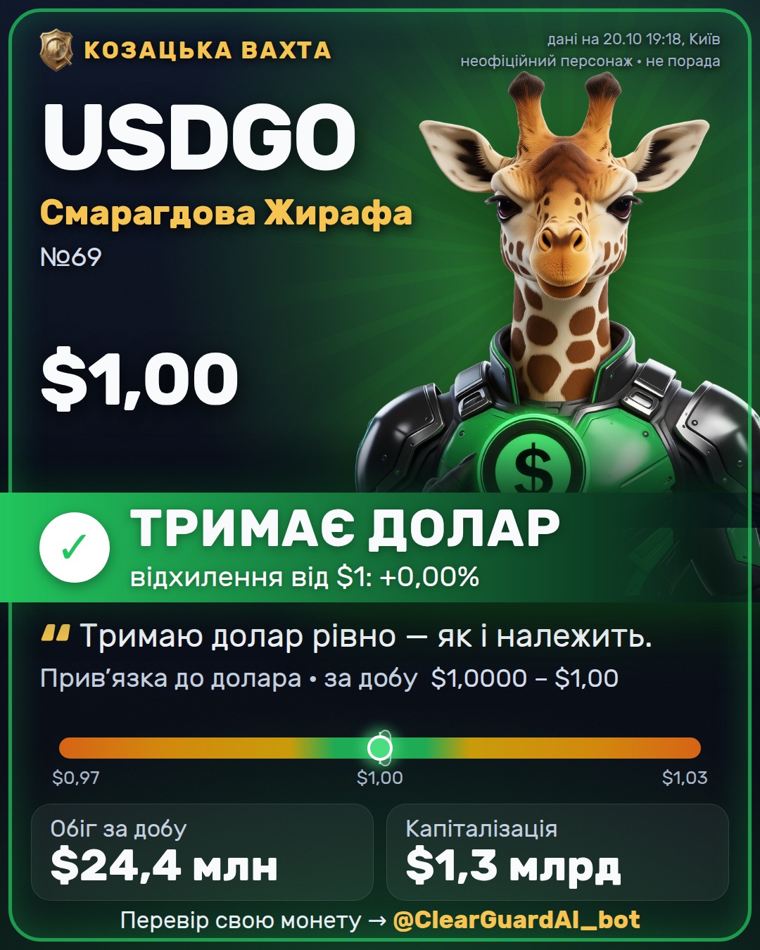 USDGO · Смарагдова Жирафа — ТРИМАЄ ДОЛАР