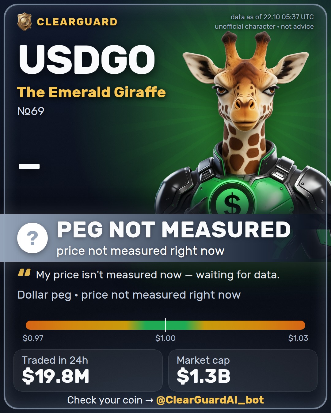 USDGO · The Emerald Giraffe — HOLDS THE DOLLAR