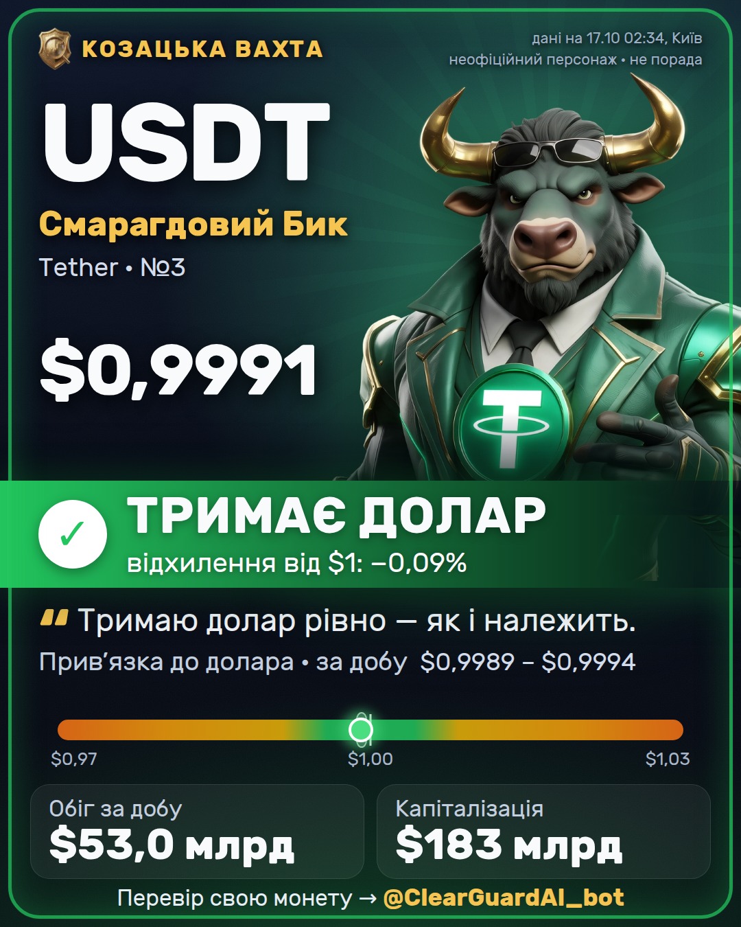 USDT · Смарагдовий Бик — ТРИМАЄ ДОЛАР