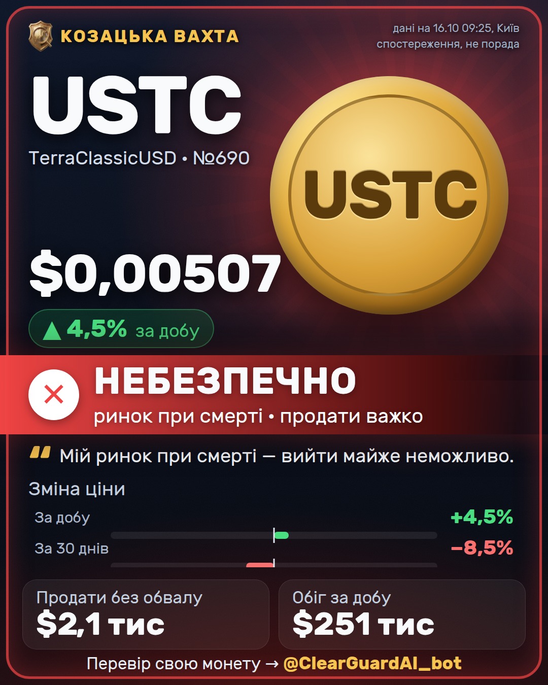 USTC · TerraClassicUSD — НЕБЕЗПЕЧНО