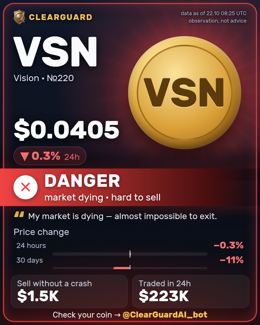 VSN · Vision — DANGER