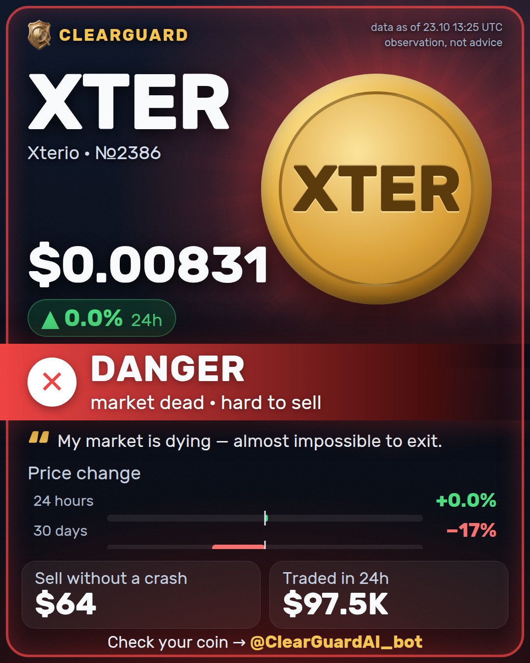 XTER · Xterio — DANGER