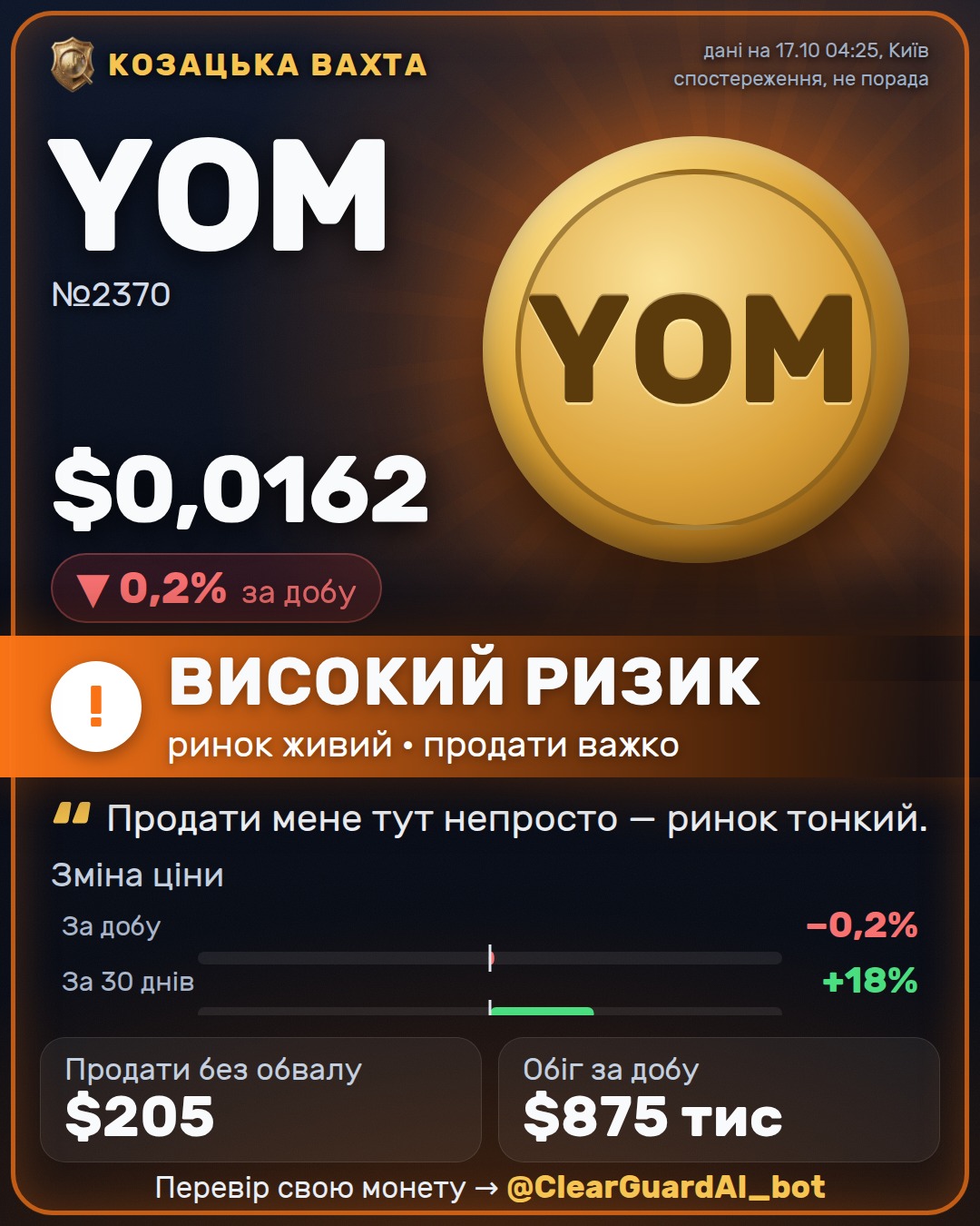 YOM — ВИСОКИЙ РИЗИК